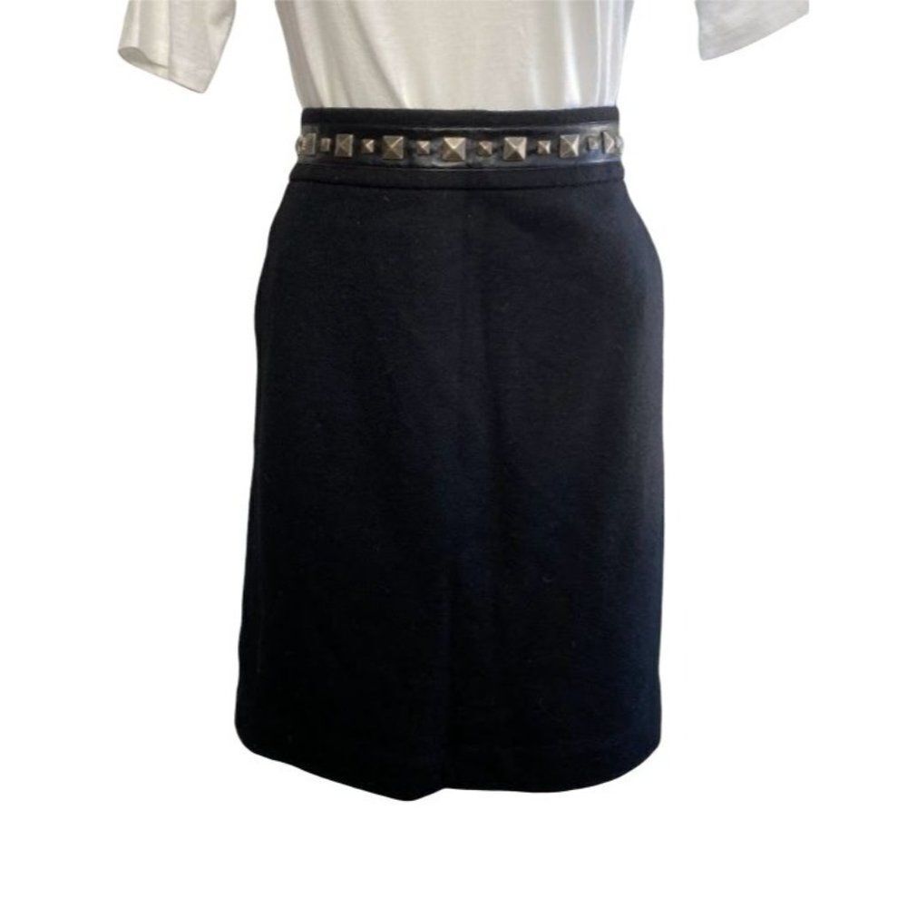 TORY BURCH Black Wool Studded Pencil Straight Skirt sz Large